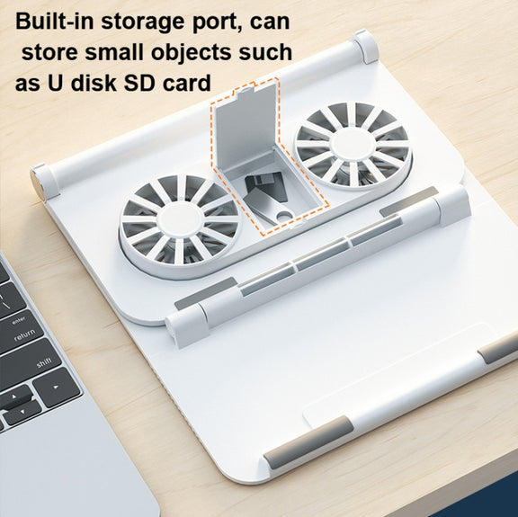 D33  2 Fan Laptop Cooling Bracket Folding Portable Liftable Tablet Bracket(Black)