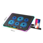 ICE COOREL K15 6-Fans Adjustable LCD Screen Laptop Stand Radiator With RGB Atmosphere Light(Black)