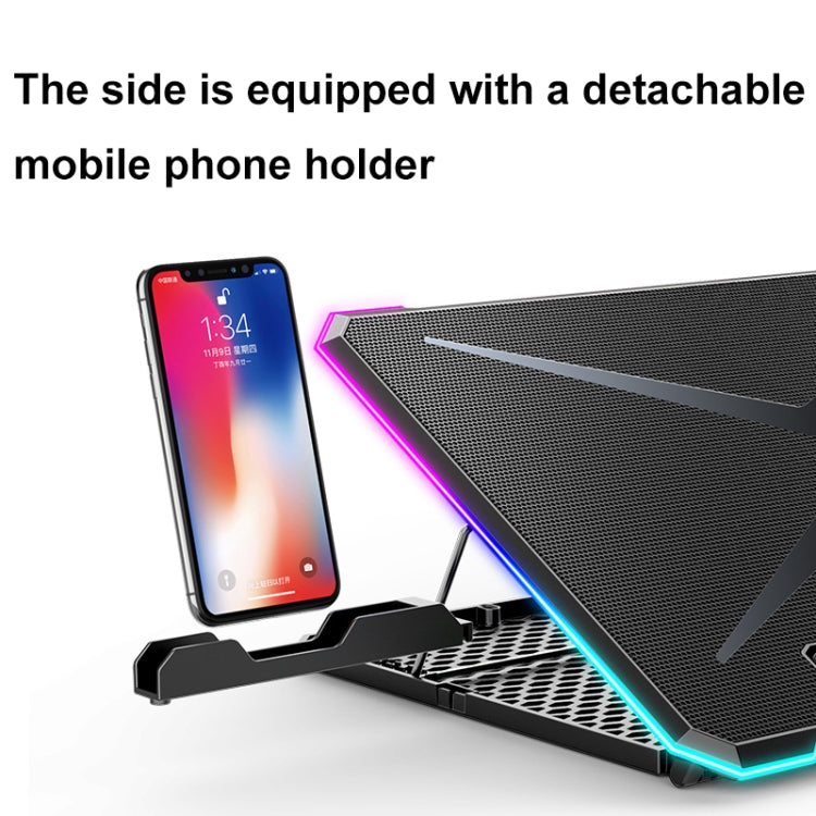 ICE COOREL K15 6-Fans Adjustable LCD Screen Laptop Stand Radiator With RGB Atmosphere Light(Black)