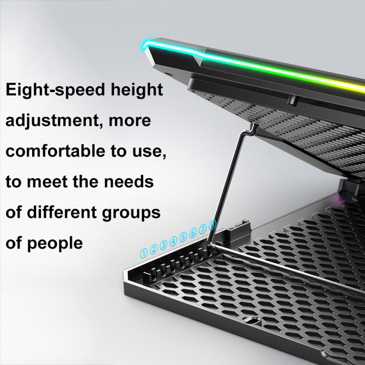 ICE COOREL K15 6-Fans Adjustable LCD Screen Laptop Stand Radiator With RGB Atmosphere Light(Black)