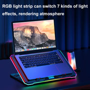 ICE COOREL K15 6-Fans Adjustable LCD Screen Laptop Stand Radiator With RGB Atmosphere Light(Black)