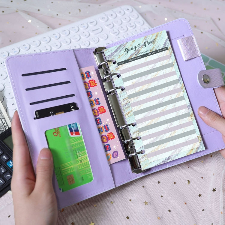 A6 Gypsophila Loose-leaf Bookkeeping Notebook Cash Budget Hand Book(Purple)