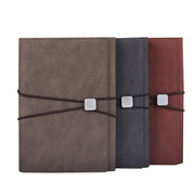 A5 Business Loose-leaf Notebook Office Stationery Leather PU Notepad(Red Brown)