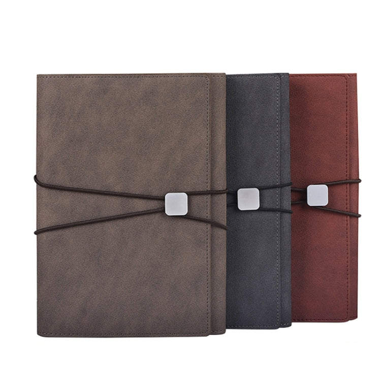 A5 Business Loose-leaf Notebook Office Stationery Leather PU Notepad(Deep Gray)