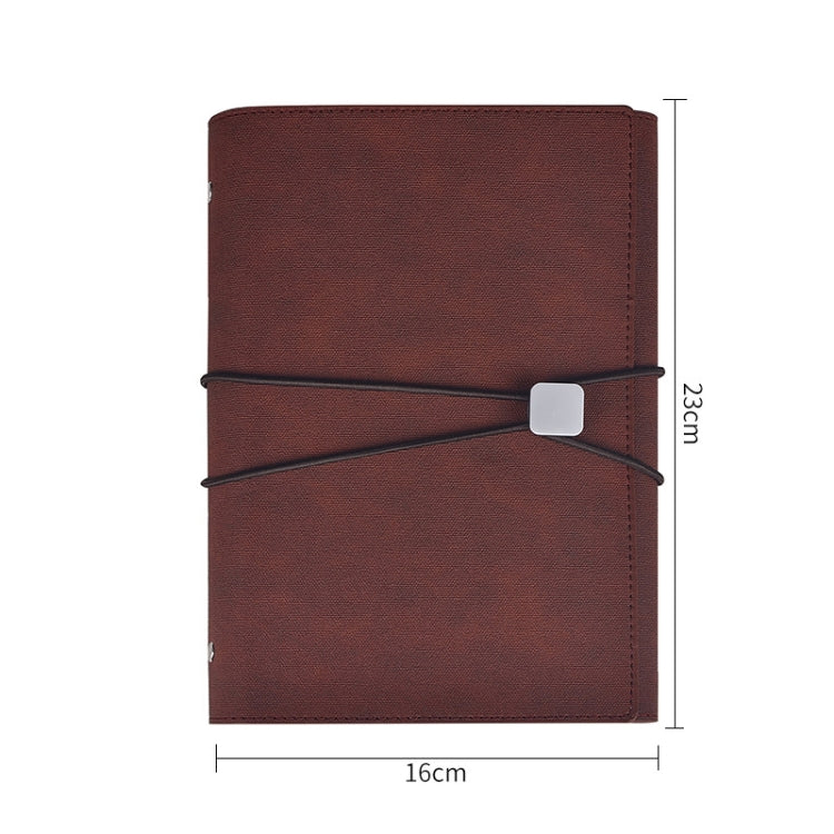 A5 Business Loose-leaf Notebook Office Stationery Leather PU Notepad(Deep Gray)