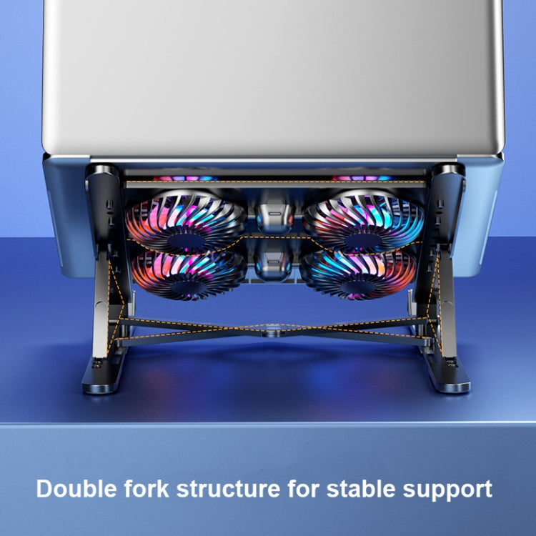 Laptop Radiator Bracket Folding Storage Air-cooled Cooling Base,Style: Four Fan