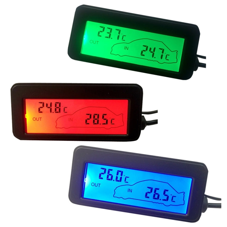 Car Inside and Outside Backlit Mini Digital Thermometer(Blue)