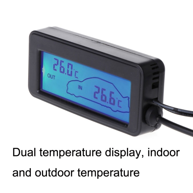 Car Inside and Outside Backlit Mini Digital Thermometer(Blue)