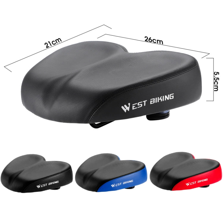 WEST BIKING Bicycle Widened And Comfortable Shock Absorbing Saddle(Black Red)