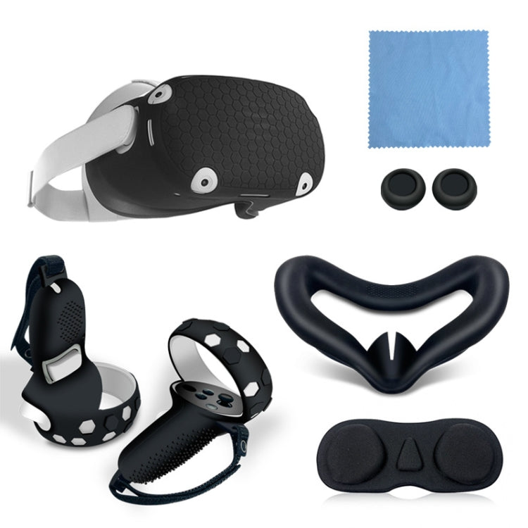 6 PCS/Set For Meta Quest Silicone All-Inclusive Console Controller Cover(Black)
