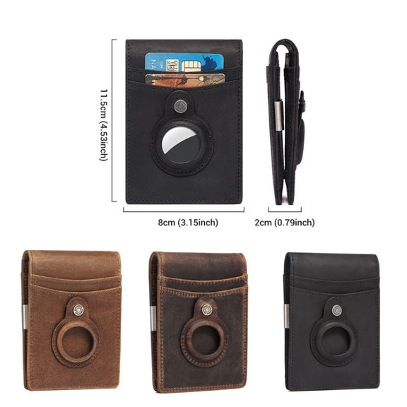 HUMERPAUL BP993 RFID Anti-Theft Brush Pocket Card Bag Suitable For AirTag(Dark Brown)