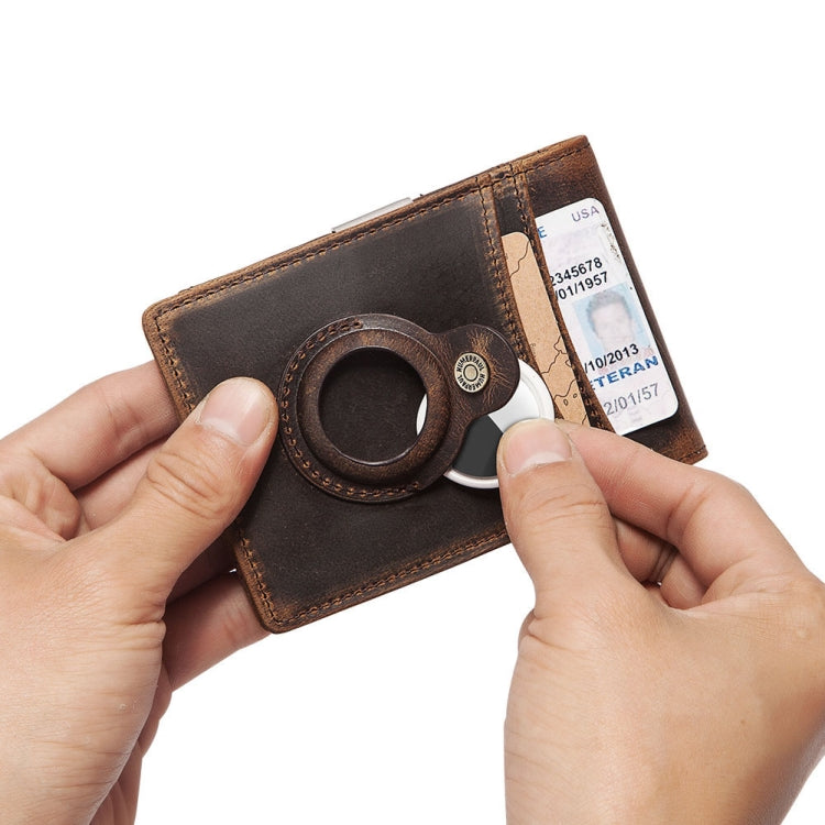 HUMERPAUL BP993 RFID Anti-Theft Brush Pocket Card Bag Suitable For AirTag(Dark Brown)