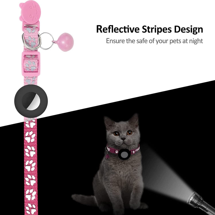 Pet Cat Reflective Collar with Bell for Airtag Tracker(Light Green)