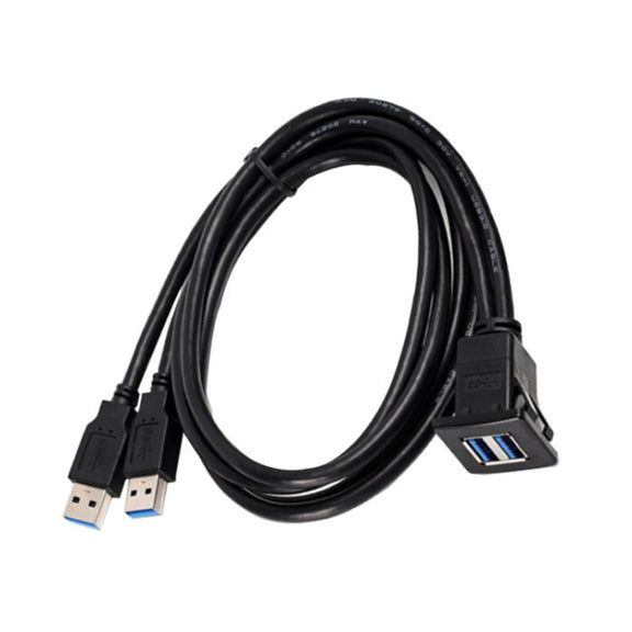 RF-56 Dual-port USB3.0 Water-resistant Cable Car Dashboard Audio Extension Line, Cable Length: 1m