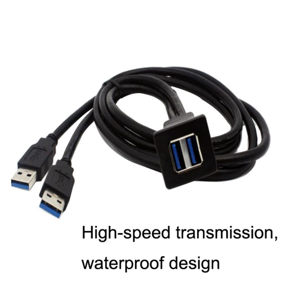 RF-56 Dual-port USB3.0 Water-resistant Cable Car Dashboard Audio Extension Line, Cable Length: 1m