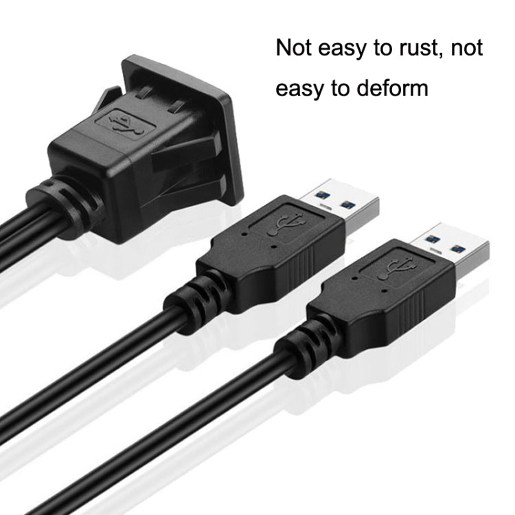 RF-56 Dual-port USB3.0 Water-resistant Cable Car Dashboard Audio Extension Line, Cable Length: 1m