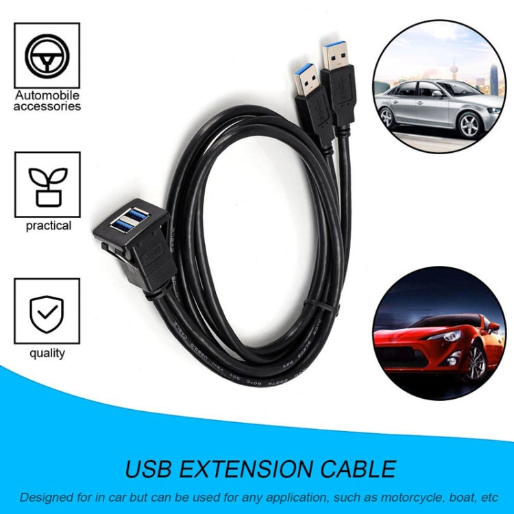 RF-56 Dual-port USB3.0 Water-resistant Cable Car Dashboard Audio Extension Line, Cable Length: 1m
