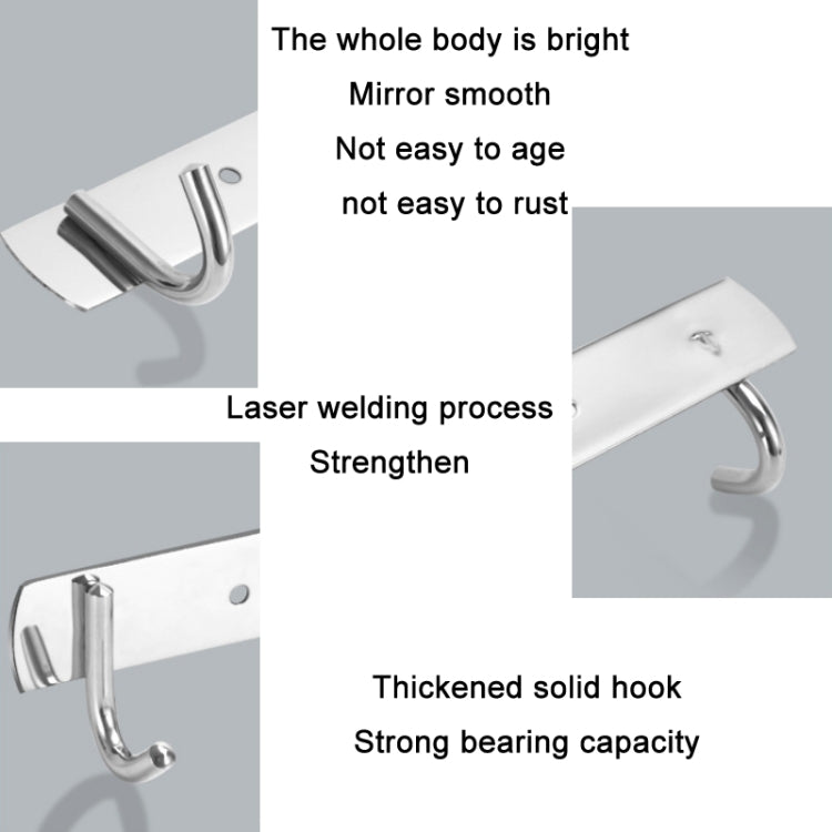 304 Stainless Steel No Punching Door Rear Coat Hook, Specification: 4 Hooks