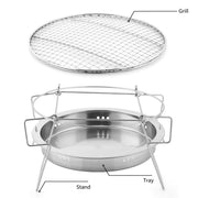 RG_011 Outdoor Round Folding Stainless Steel Barbecue Grill, Size: 30 x 19.5cm