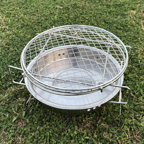 RG_011 Outdoor Round Folding Stainless Steel Barbecue Grill, Size: 30 x 19.5cm