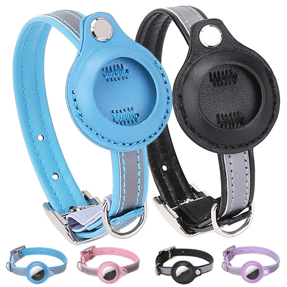 For Airtag Tracker Protective Cover Pet PU Collar, Specification: M(Purple)