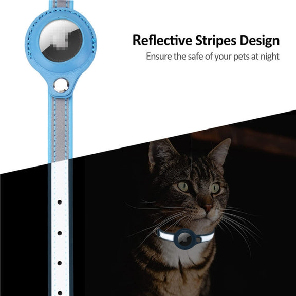 For Airtag Tracker Protective Cover Pet PU Collar, Specification: M(Black)