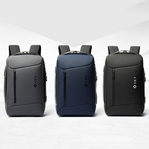 SKV B20430 Men Large Capacity Commute Computer Bag Business Casual Backpack(Blue)