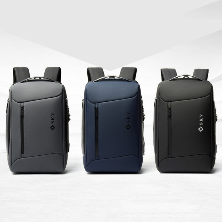 SKV B20430 Men Large Capacity Commute Computer Bag Business Casual Backpack(Blue)