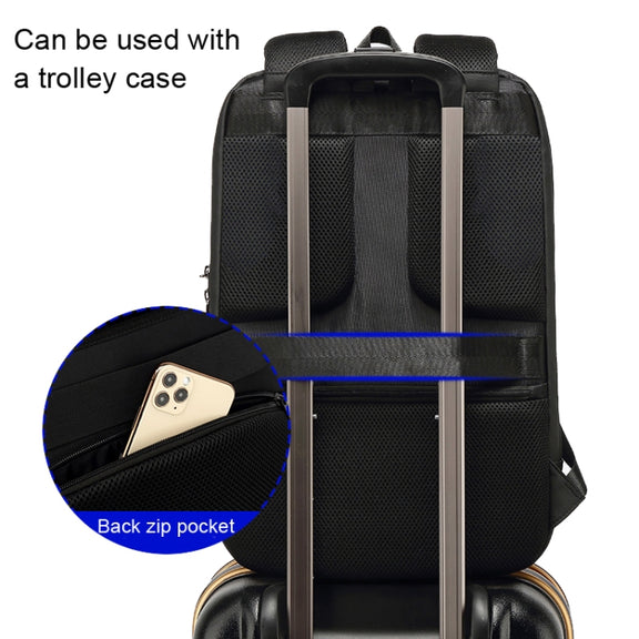 SKV B20430 Men Large Capacity Commute Computer Bag Business Casual Backpack(Black)