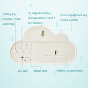 1966 Cute Cloud Shape Voice-activated LED Bedside Alarm Clock(White)