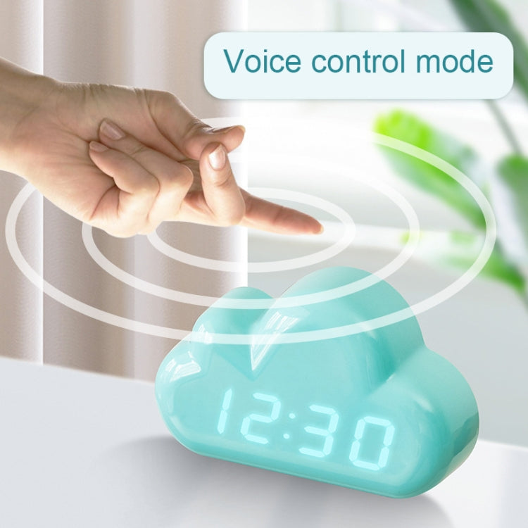1966 Cute Cloud Shape Voice-activated LED Bedside Alarm Clock(White)