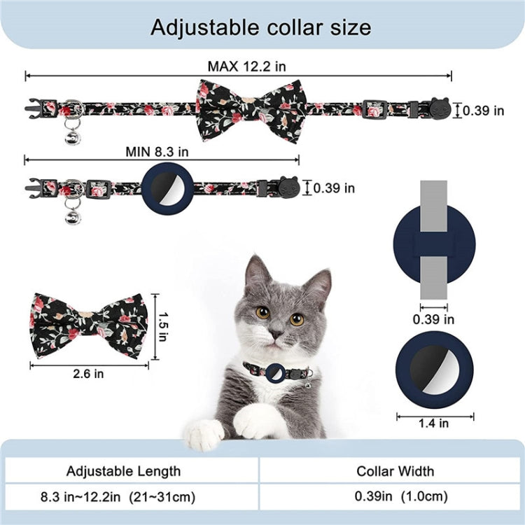 Anti-Lost Printed Bow Pet Collar with Bell for AirTag(Blue)