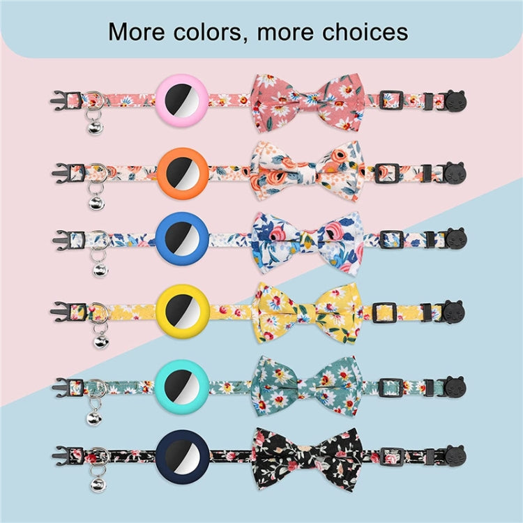 Anti-Lost Printed Bow Pet Collar with Bell for AirTag(Pink)