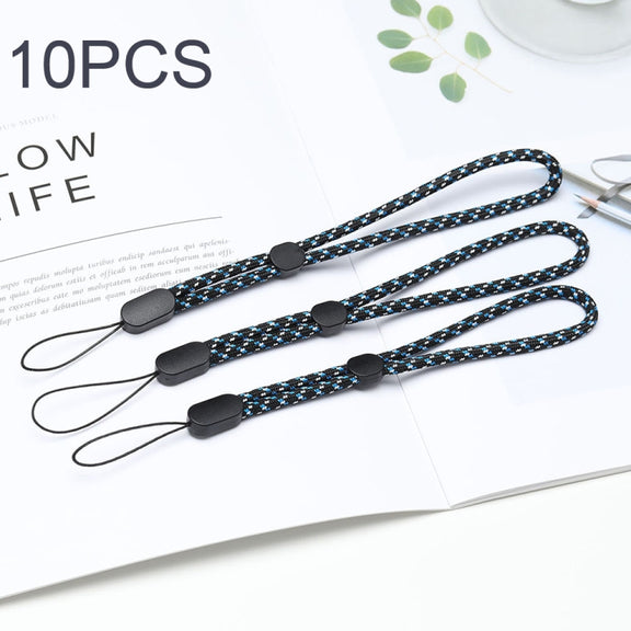 10 PCS Adjustable Mobile Phone Lanyard Short Type Lanyard Wrist Anti-lost Lanyard(Jacquard Blue)