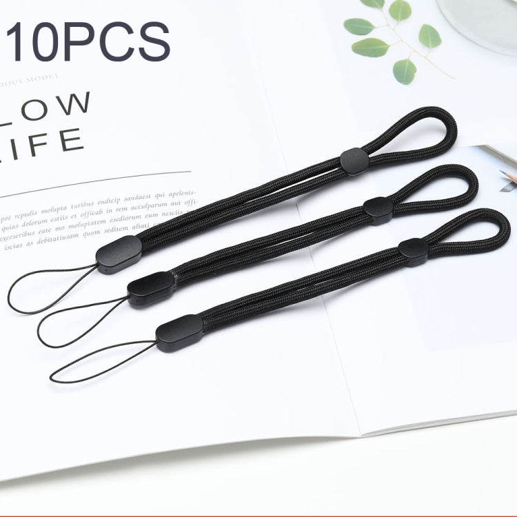 10 PCS Adjustable Mobile Phone Lanyard Short Type Lanyard Wrist Anti-lost Lanyard(Black)