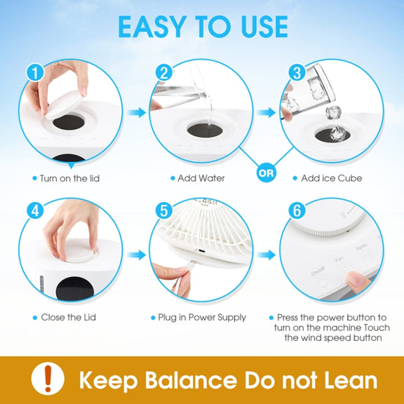 Desktop Spray Humidification Cooler Portable Water Fan(White)