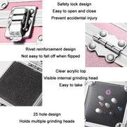 Nail Polishing Head 25 Holes Display Stand Dustproof Storage Box(Silver)