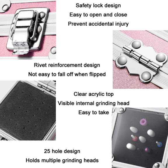 Nail Polishing Head 25 Holes Display Stand Dustproof Storage Box(Black)