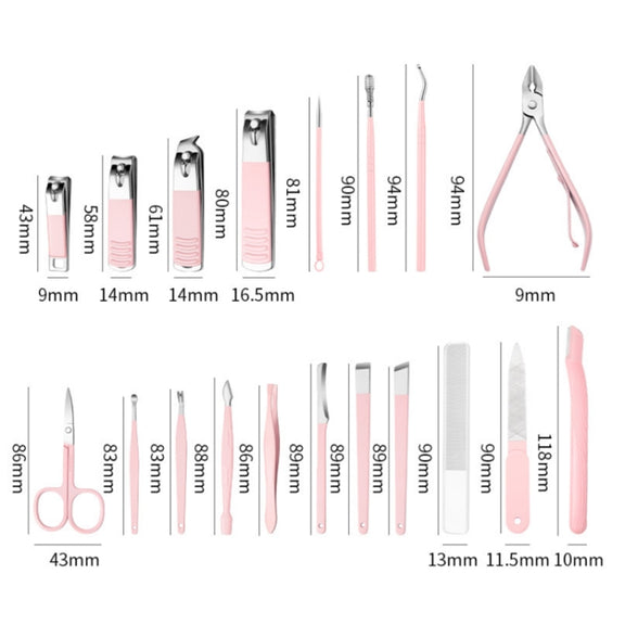 Stainless Steel Nail Clipper Set Beauty Eyebrow Trimmer, Color: 26 PCS/Set Silver