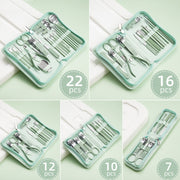 Stainless Steel Nail Clipper Nail Art Tool Set, Color: 10 PCS/Set (Green)