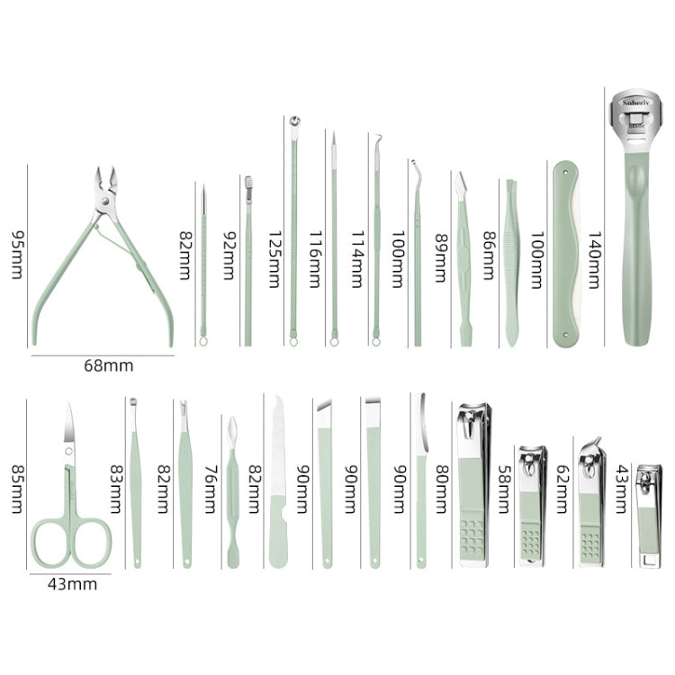 Stainless Steel Nail Clipper Nail Art Tool Set, Color: 7 PCS/Set (Green)