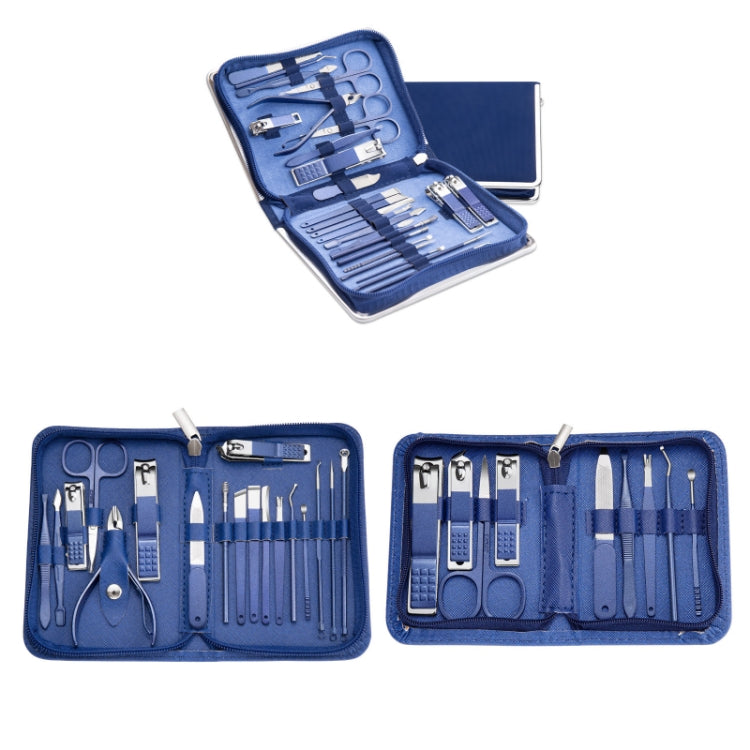 Stainless Steel Nail Clipper Nail Art Tool Set, Color: 18 PCS/Set (Blue)
