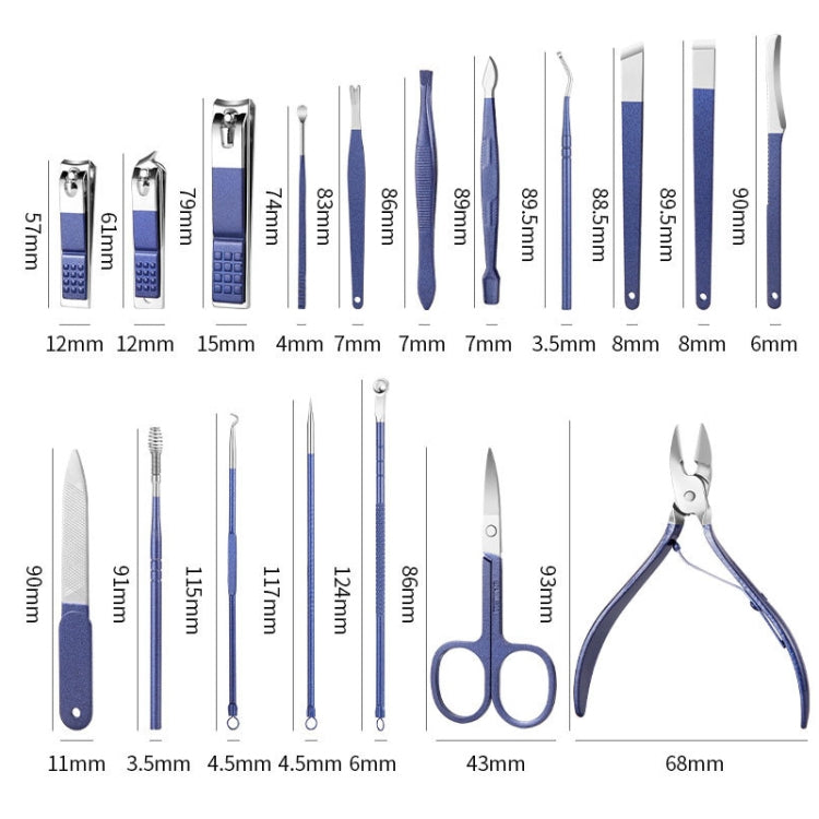 Stainless Steel Nail Clipper Nail Art Tool Set, Color: 9 PCS/Set (Blue)