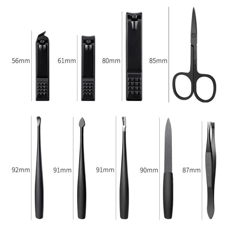 9 PCS/Set Stainless Steel Dead Skin Nail Trimming Set(Black)