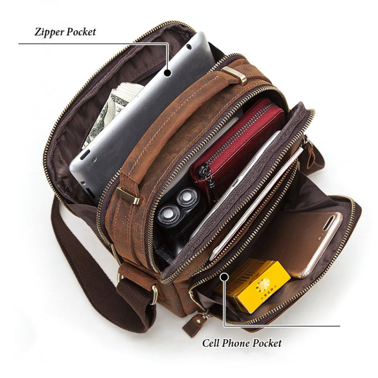 HUMERPAUL MH573 Men Shoulder Bag Leather Messengers Bag(Khaki)