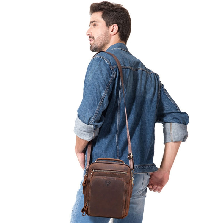 HUMERPAUL MH573 Men Shoulder Bag Leather Messengers Bag(Khaki)