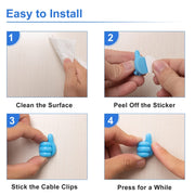 10 PCS Non-punching And Non-marking Adhesive Thumb Hook Cable Organizer(Blue)