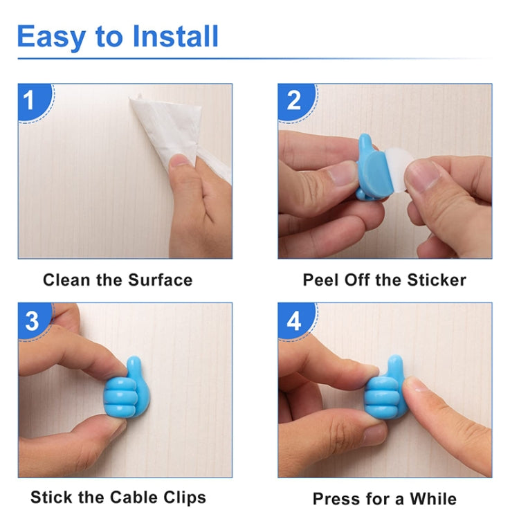 10 PCS Non-punching And Non-marking Adhesive Thumb Hook Cable Organizer(Pink)