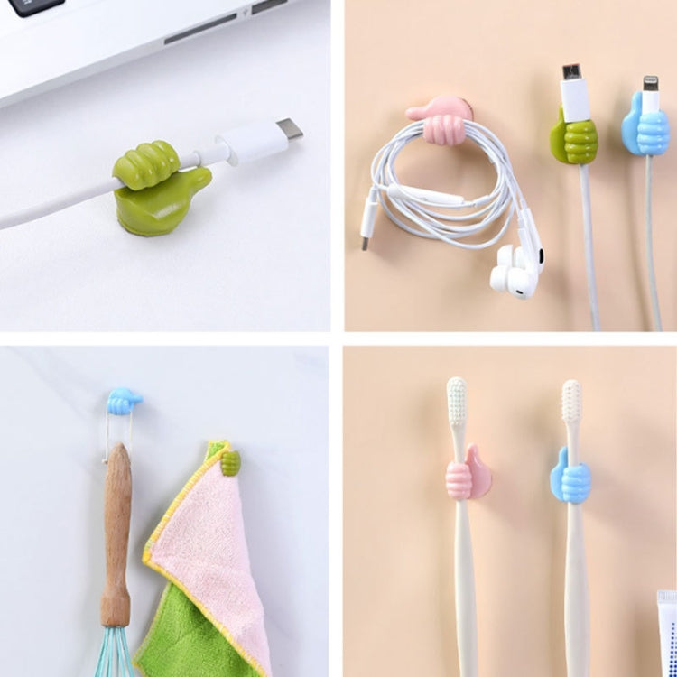 10 PCS Non-punching And Non-marking Adhesive Thumb Hook Cable Organizer(Pink)