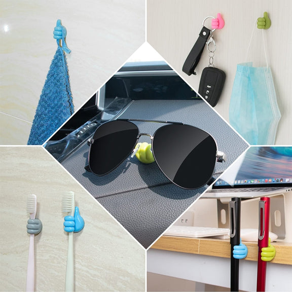10 PCS Non-punching And Non-marking Adhesive Thumb Hook Cable Organizer(Blue)